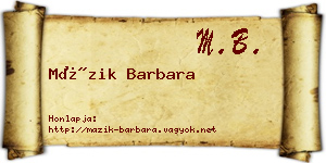 Mázik Barbara névjegykártya